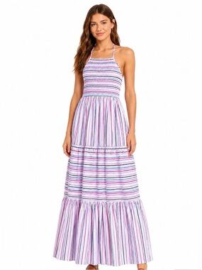 Zara Striped Halter Maxi Dress in Pink and White Summer Dress XS